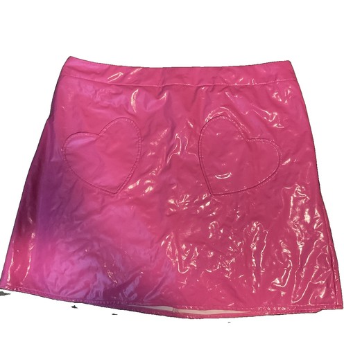 Pink pleather skirt with heart - pink,